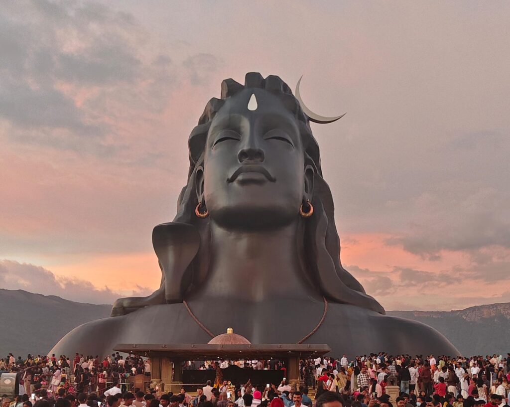 Adiyogi Statue: 112-foot Adiyogi statue at Isha Yoga Center representing Lord Shiva – the first yogi